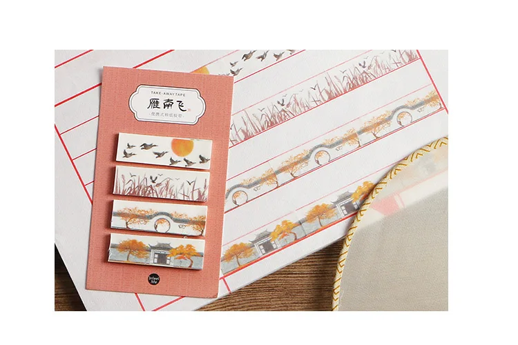 AngelHere Магазин 80 шт./компл. Винтаж лента Washi китайский Стиль маскирующий, декоративный наклейки "сделай сам" стикеры на клейкой основе для молочный журнал