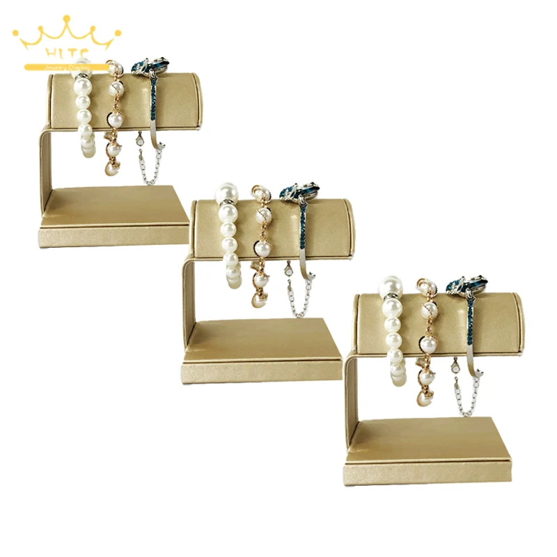 

Gold Leather Bracelet Jewelry Holder Rack Bead Chain Anklet Watch Jewelry Display Storage Stand for Bracelets 3pcs/lot