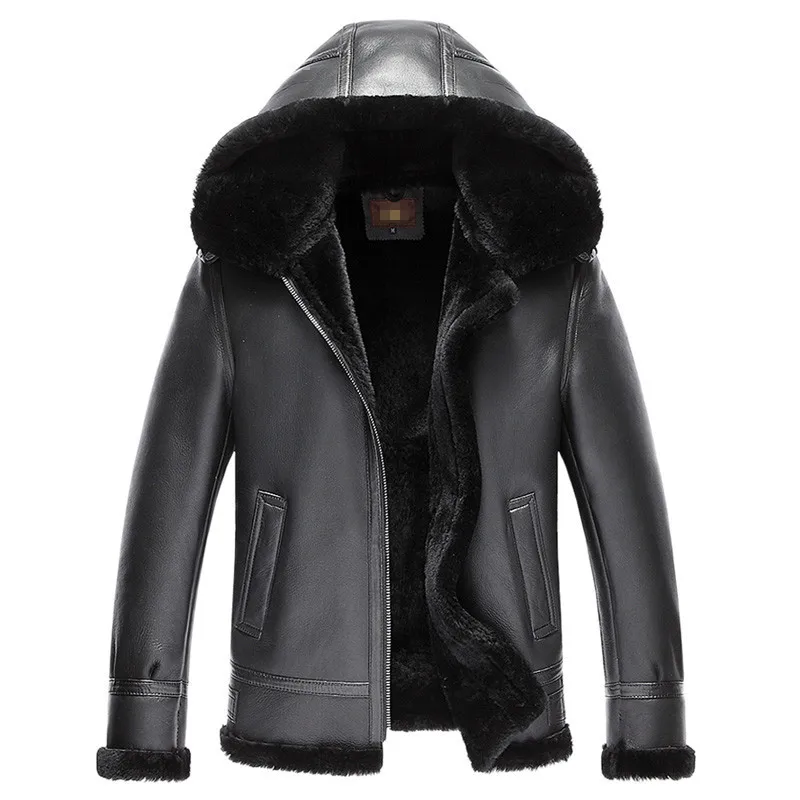 Мужское двухстороннее пальто из натуральной кожи зимняя куртка-бомбер 2020