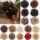 Кудрявые Булочки с термостойкой резиновой лентой, синтетическое искусственное кольцо для волос, головные уборы, синтетический шиньон для ребенка