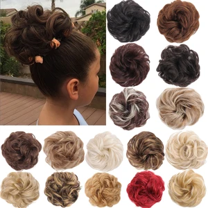 Кудрявые Булочки с термостойкой резиновой лентой, синтетическое искусственное кольцо для волос, головные уборы, синтетический шиньон для ребенка