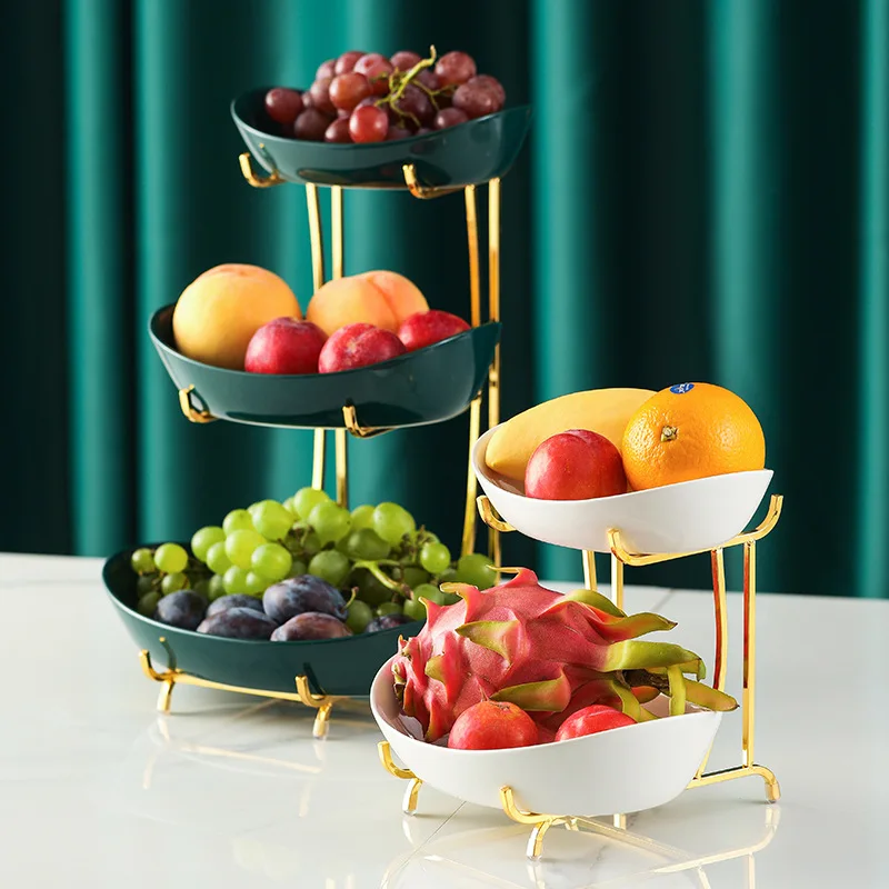 

Nordic Ceramic Fruit Plate Living Room Multi-layer Fruit Dish Snack Basket Household Creative Luxury Dry Fruit Bowl Fruit Bowl