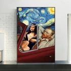 Ван Гога и Мона Лиза забавные художественные постеры для вождения абстрактная поп-арт масляная Картина на холсте настенные картины Домашний декор для стен