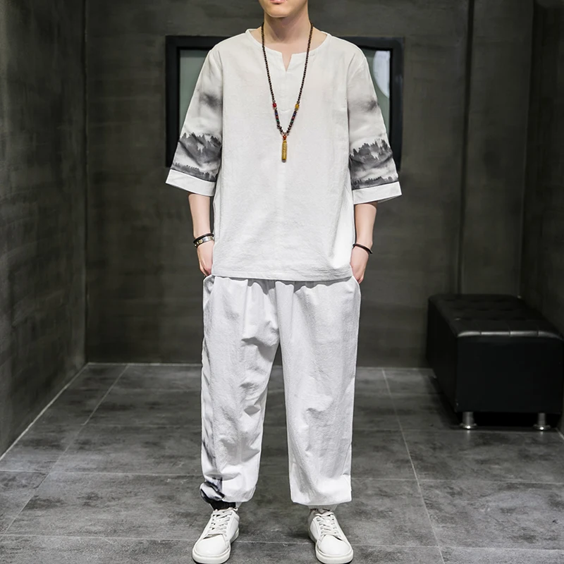 

Блузка с рукавом до лодыжки и брюки, размеры до 4XL