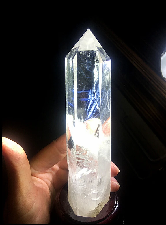 622 + Lingshi натуральный белый кристалл камень синий колонна Ангел перо Лин ремонт