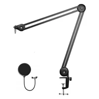 heavy duty microphone stand adjustable suspension boom arm with mic filter for voice recording