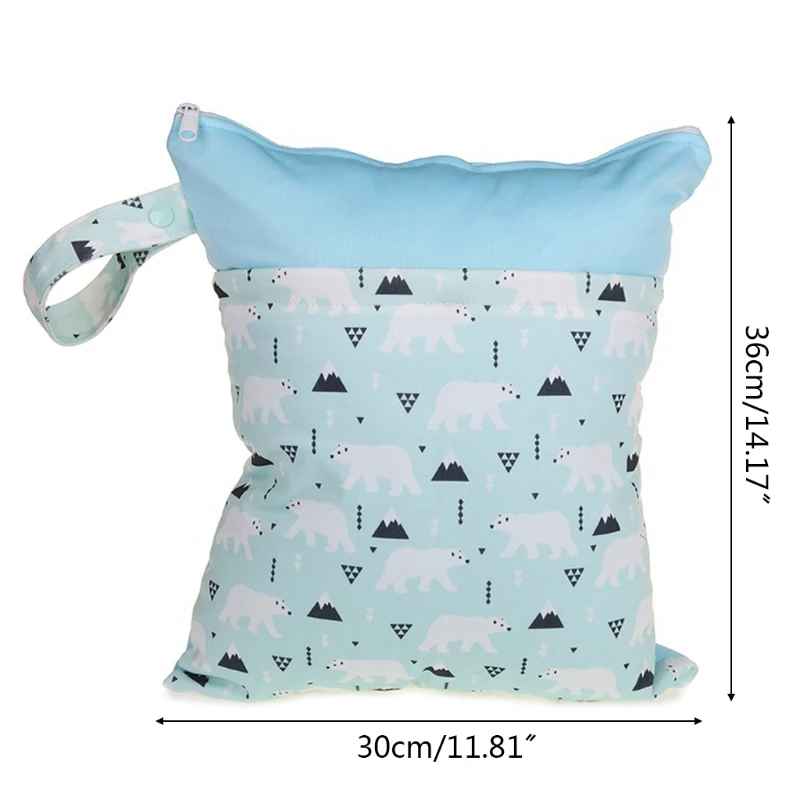

30x36cm Fashion Print Baby Diaper Storage Bag Reusable Washable Travel Nappy Pouch Waterproof Wet Dry Cloth Organizer