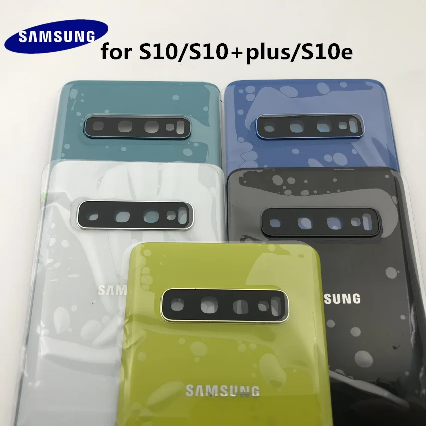 Новинка,, для samsung Galaxy S10e, G973, S10, G970, S10 plus, Задняя стеклянная крышка, задняя крышка, крышка батареи, дверь+ передняя стеклянная линза+ клей