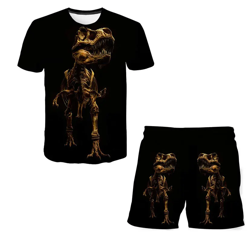 

Jurassic Park T-shirt Set Comic Dinosaur Children's Baby Boy Clothing O-neck Short-sleeved Pants 4-9 Top Children's Clothing Set