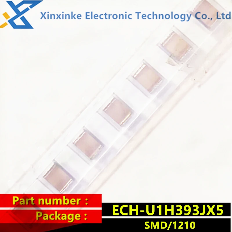 

ECHU1H393JX5 SMD metallized film capacitor 0.039uF 50VDC 5% PPS FILM 1210 39nF ECH-U1H393JX5 CBB polyester capacitor