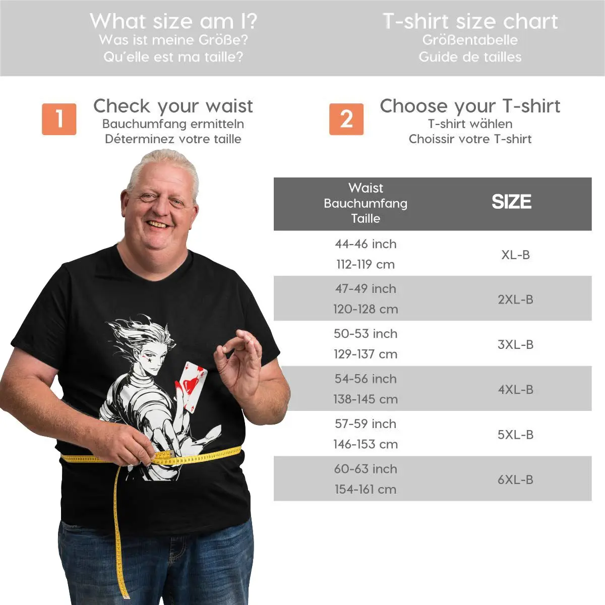 

Anime Fans Hisoka 5 mens T-shirt Not easy to shrink Short sleeveRound neck T-shirt