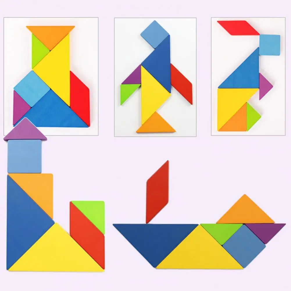 

1 Box Useful Sorting Stacking Games Jigsaw Puzzle Tangram Blocks Jigsaw Puzzle Long Lasting Fade-less