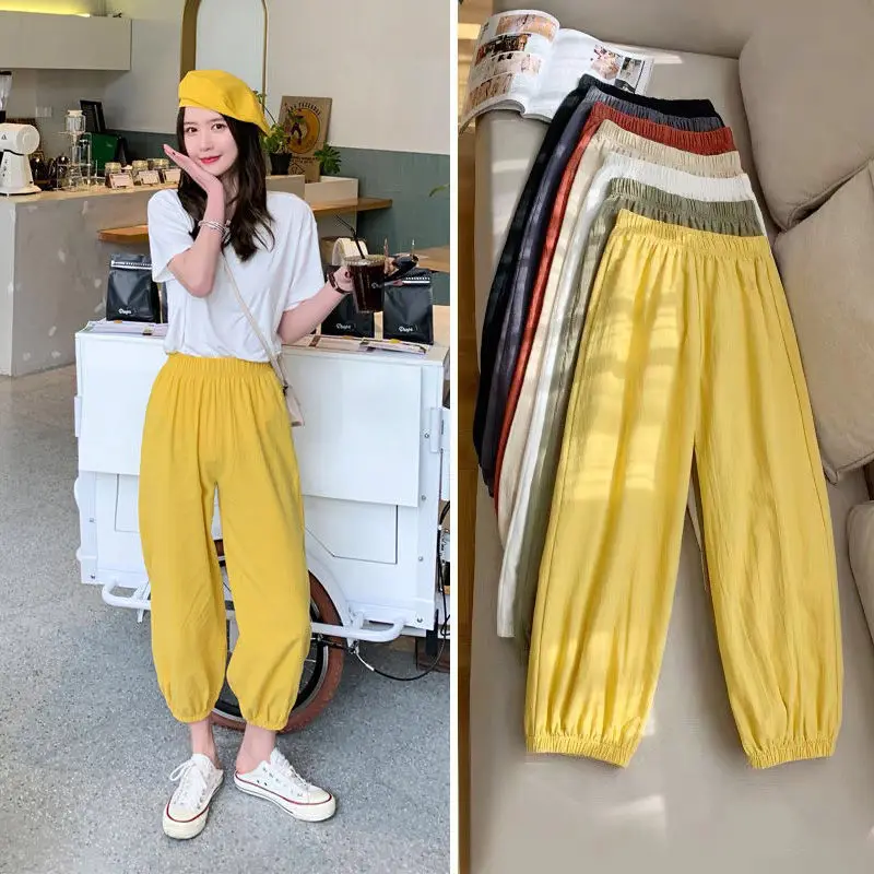 Весна-Осень 2020 домашние брюки новинка женские свободные тонкие штаны из