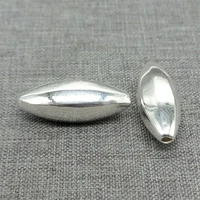 2 pieces of 925 sterling silver plain olive oval beads for bracelet necklace