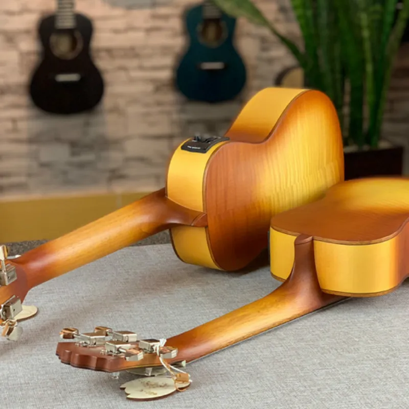 Джазовая укулеле 23 дюйма All Maple Mini Electri концертная акустическая гитара 4 струны Гавайская звукосниматель для путешествий музыкальная гитара