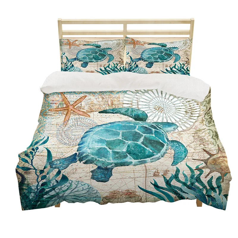 Комплект постельного белья для мальчиков и девочек с рисунком морской черепахи