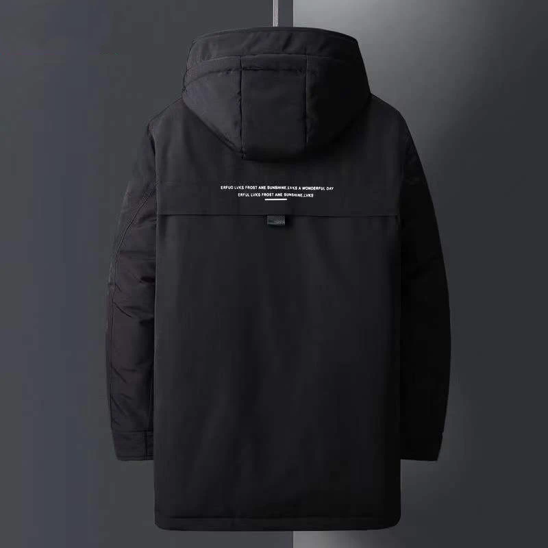 Men's Down Jacket Winter Men's Workwear Down Jacket Mid-length Warm Coat Korean Version Thickened Hood Men's Casual Wear