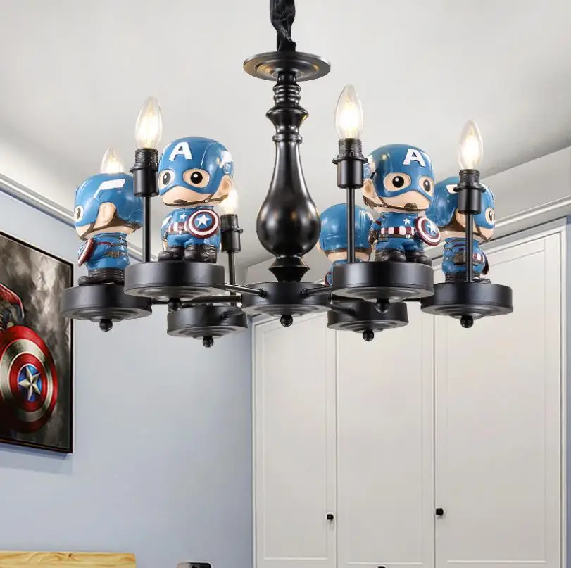 Детская люстра в средиземноморском стиле креативная Капитан Америка для