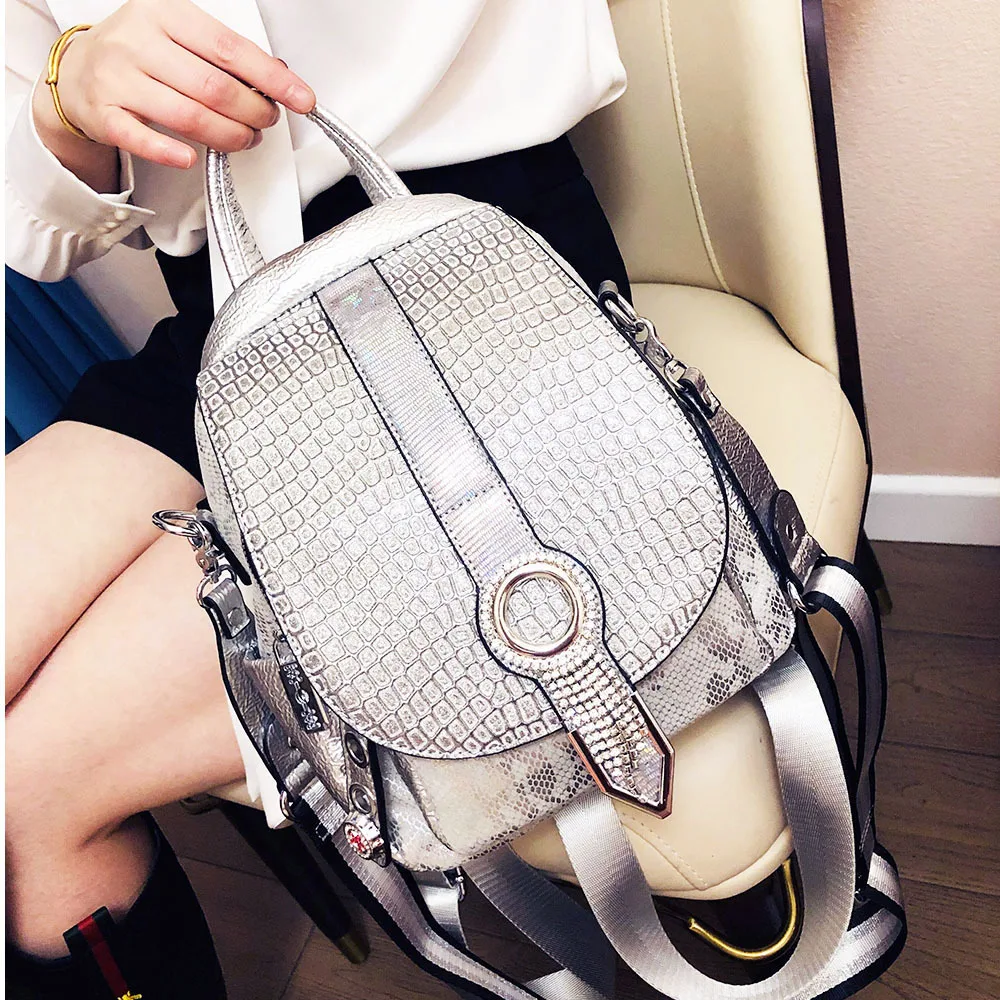 

New Microfiber Synthetic Leather Woman Backpack Bag Rhinestone Diamond Mini Mochila Dual-use Bolsa Feminina Tassel Luxury Purse