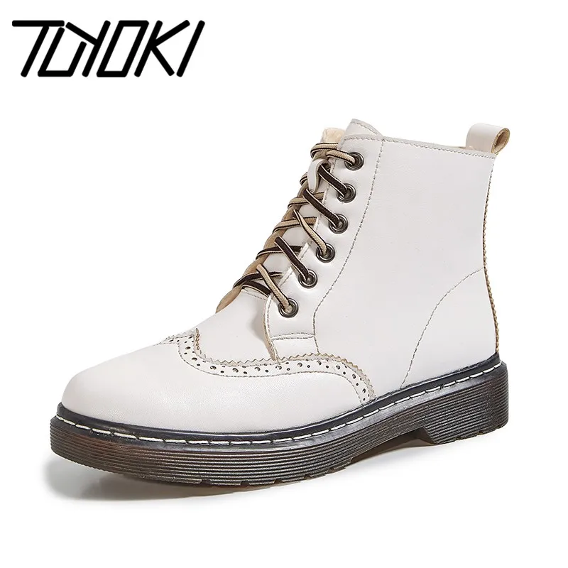 

Женские ботильоны с перекрестными ремешками Tuyoki, зимние полусапожки на плоской подошве, повседневная обувь для офиса, Размеры 33-43