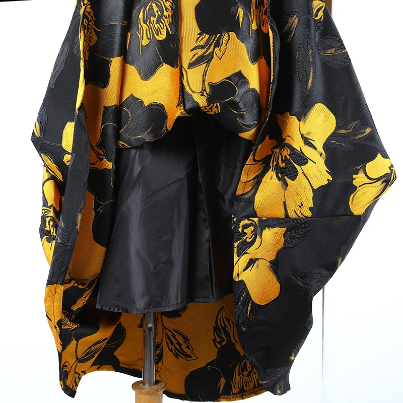 

Retro Hepburn Style Flower Jacquard Ankle-length Skirt Fall Winter New High waist Puffy Skirts Mujer Faldas Elegant Women Clothe