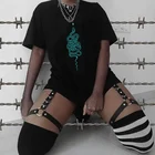 Футболка женская хлопковая с коротким рукавом и принтом змеи, индивидуальная Готическая уличная одежда в стиле хип-хоп, повседневный шикарный Свободный Топ в стиле K-POP, в стиле панк, на лето