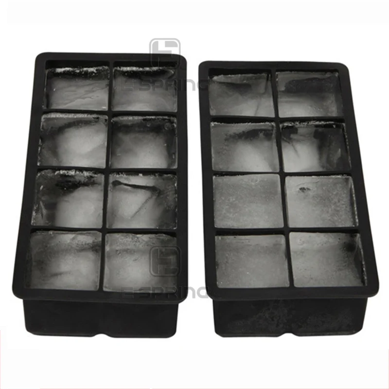 Форма для льда из пищевого силикона большой квадратный поднос с 8 черными