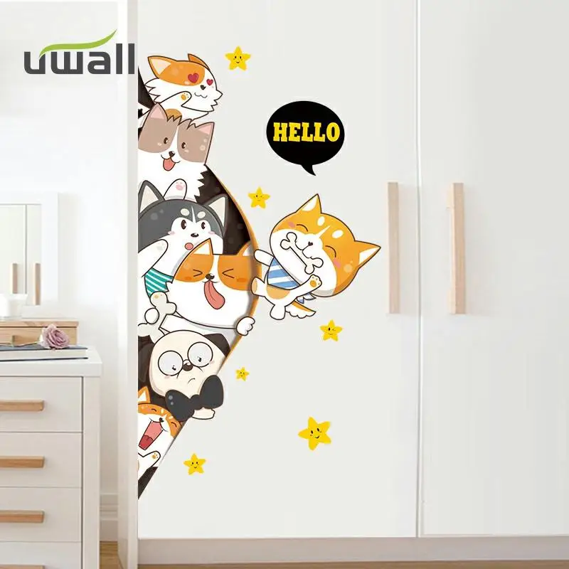

Cartoon Cute Animal Cat Wall Stickers For Kids Room Child Bedroom Wall Decoration Home Decorations Self Adhesive Decor Stickers