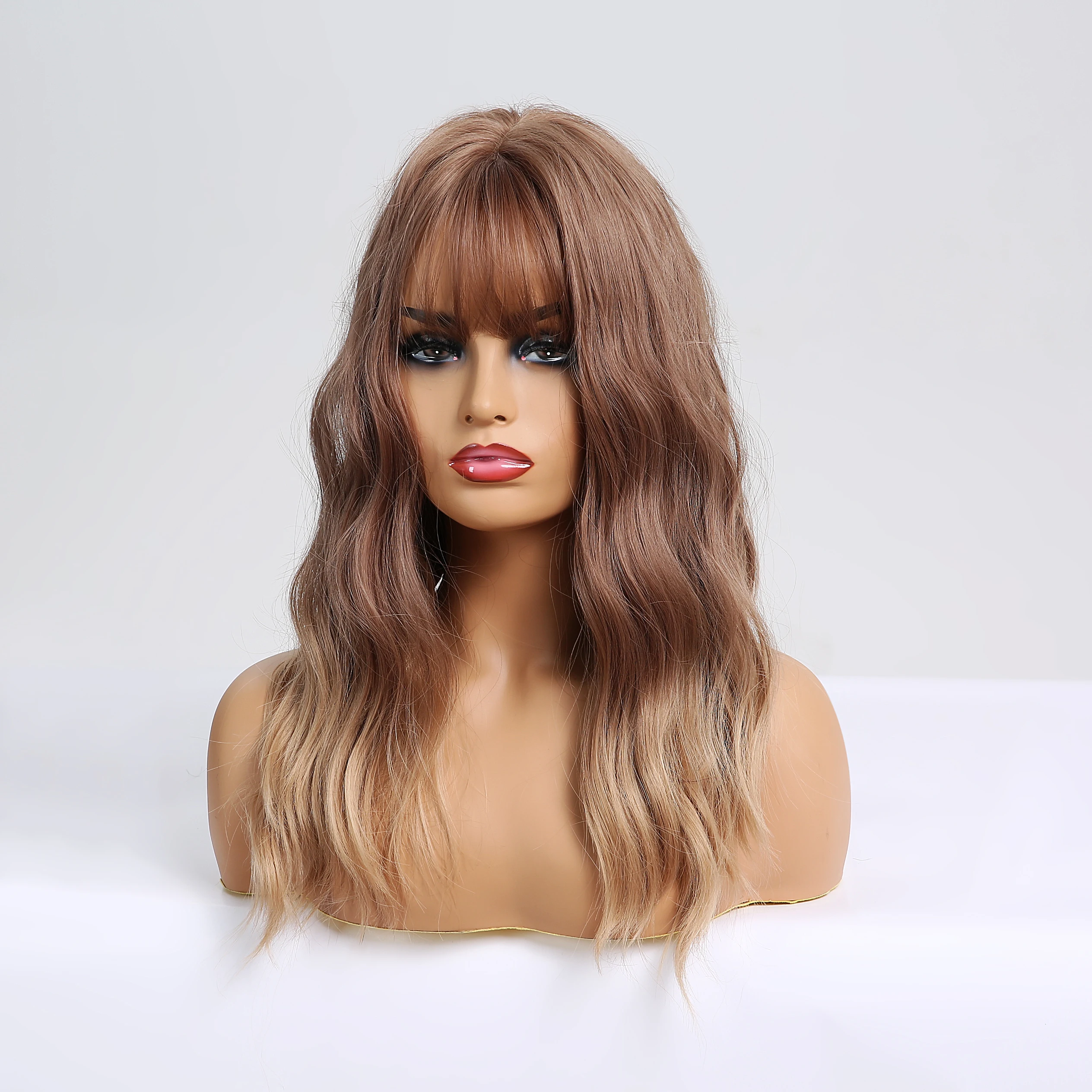 EASIHAIR парики средней длины с челкой Ombre коричневые светлые синтетические для