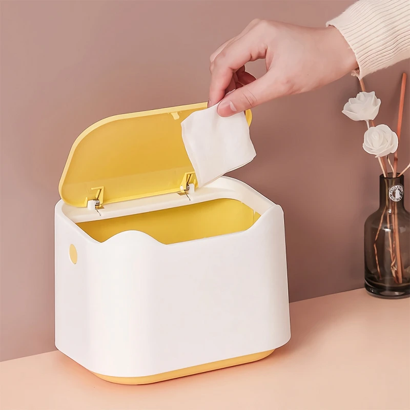 

Cute Desktop Trash Can Household Table Simple Modern Creative Push Type Debris Plastic Trash Can Debris Storage Box