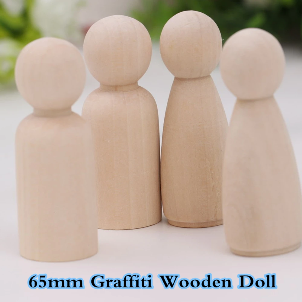Фото Сделай сам 2 шт 65 мм деревянные колышки для кукол мальчиков детей рисунок в виде