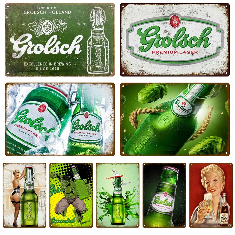 Ретро Grolsch металлический знак жестяная вывеска виски пиво Бельгии доска декор