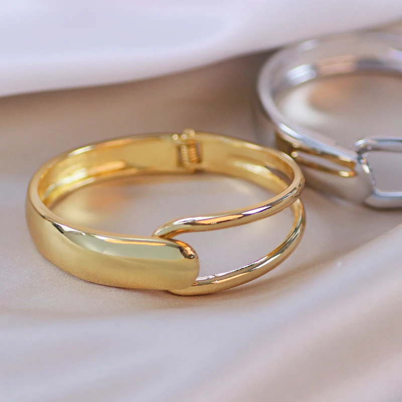 Новый дизайн простой металлический Открытый браслет геометрической формы для