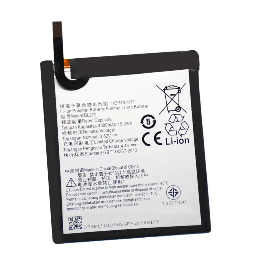 

BL272 Original size Battery 4000mAh for Lenovo Vibe K6 Power XT1662 K33A42 Smartphone High quality Replacement Battery