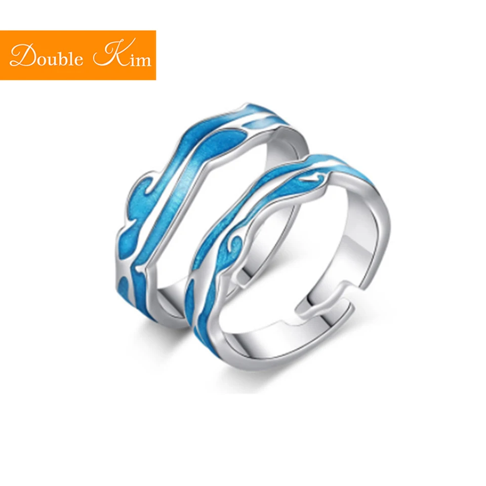 Водой и землей для пар с изменяемым размером кольцо из медного сплава серебряным