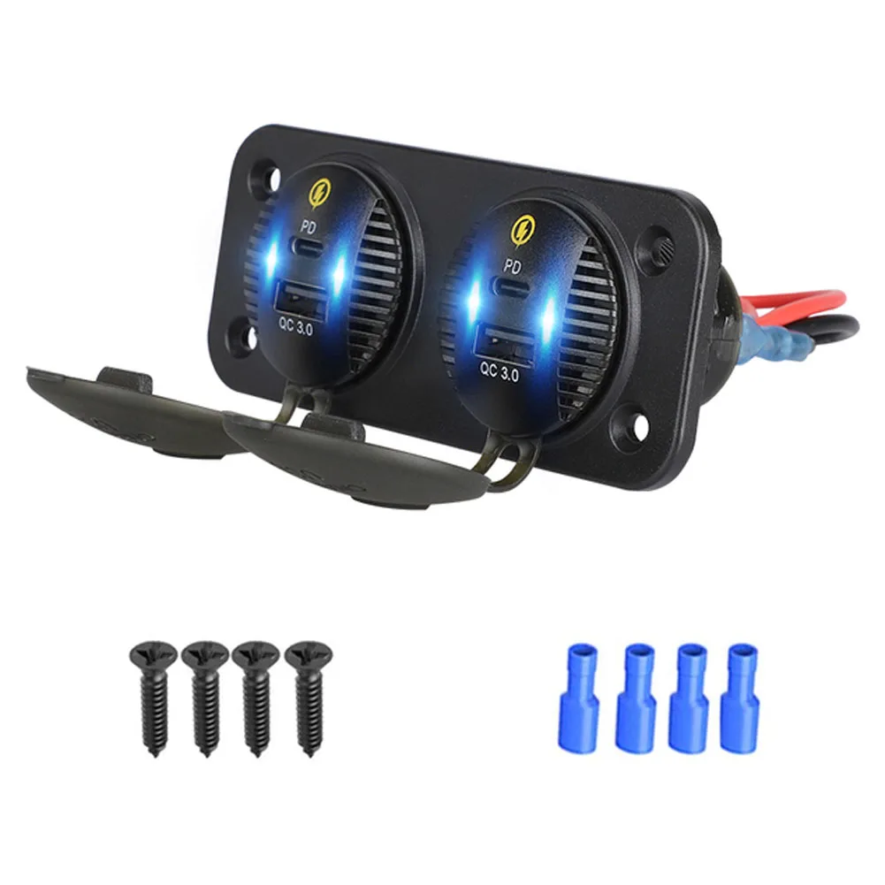 

Auto Charger Fast Socket Mount Panel Adapter Usb Pd Qc 72w 3.0 For Car