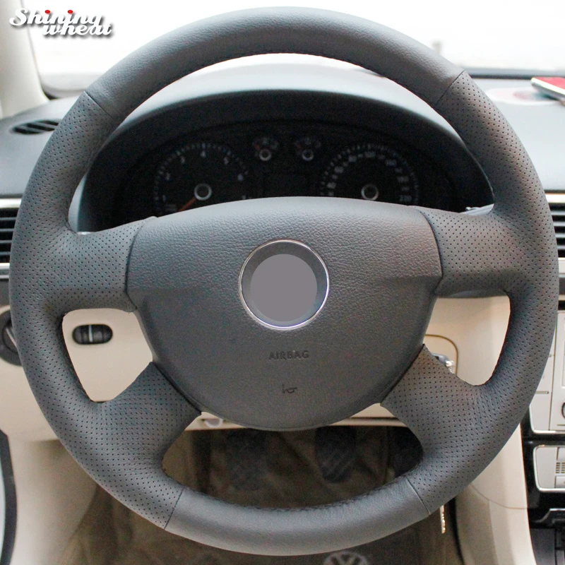 

Black Genuine Leather Steering Wheel Cover for Volkswagen VW Passat B6