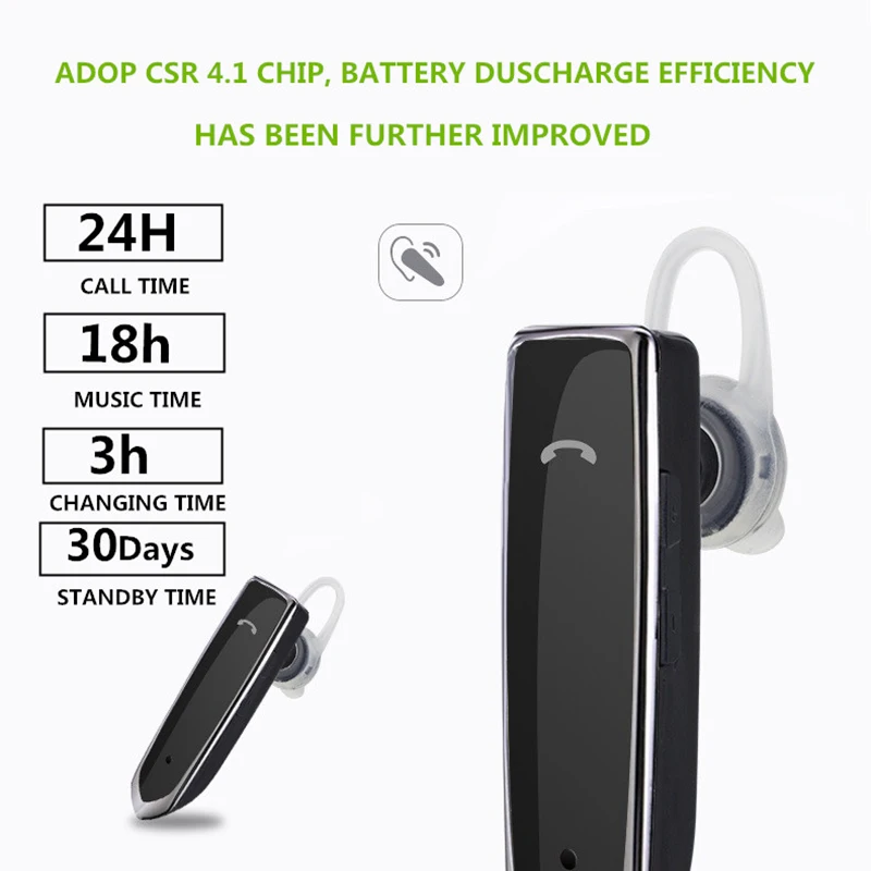 ANRY Bluetooth беспроводные деловые наушники Hands Free с микрофоном для офиса/бизнеса/тренировки/водителя/грузовика