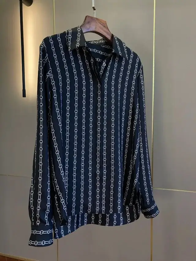 

Women Shirts 2020 New Twill Silk Chain Top