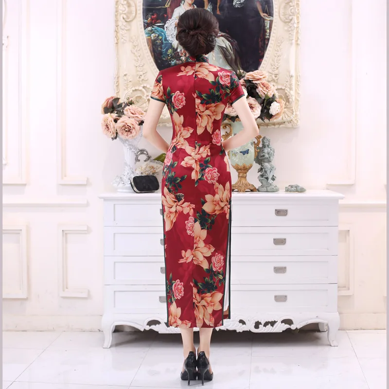 

2021 New Silk Plus Size Chinese Style Retro Short-sleeved Cheongsam Dress Long Skirt Women's Dress Hanfu