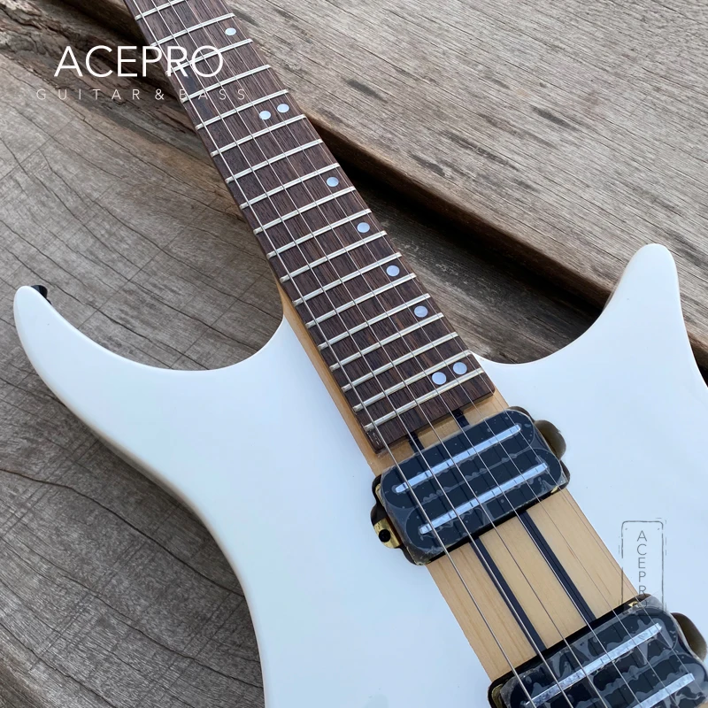 Электрическая гитара Maple Neck Through Ash Body Grote белая с двумя направляющими черная