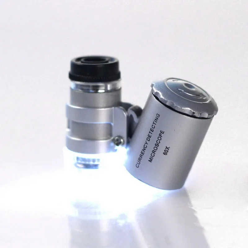 

45x Portable Mini Pocket 60X Microscope Handheld Magnifying Glass Loupe UV Light Currency Detector Jeweler Magnifier