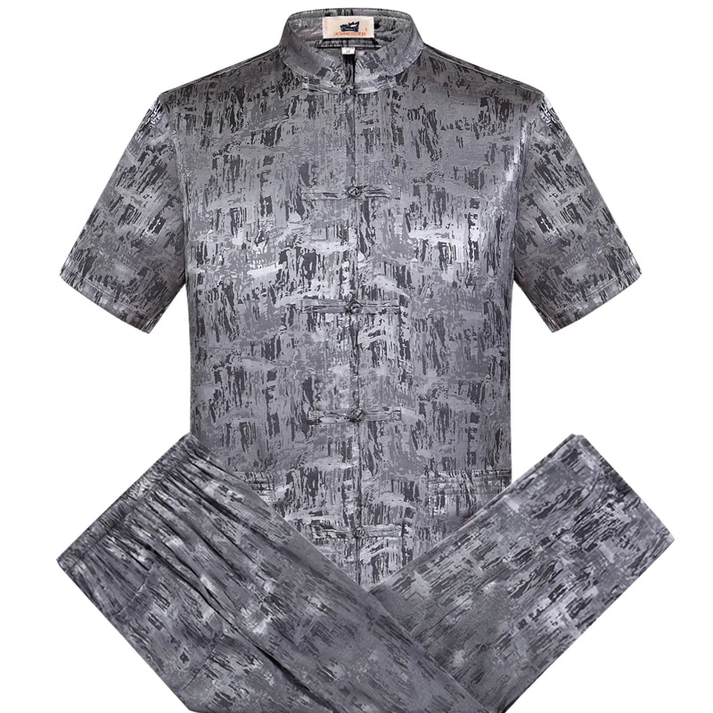 Костюм Тан для мужчин среднего возраста костюм с коротким рукавом рубашка из