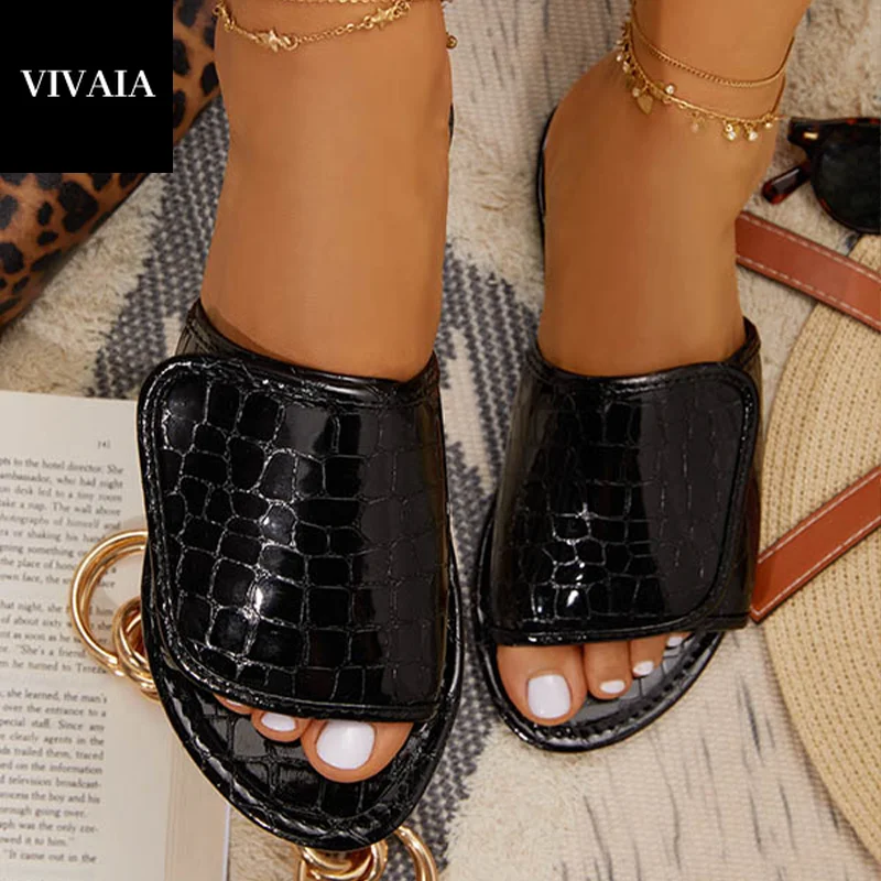 

2021 VIVAIA Summer Slippers Summer New Flat-bottomed Slippers Cool Drag Women Beach Slippers Fashion Comfortable Sandals