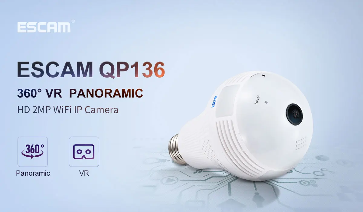 IP камера видеонаблюдения Escam QP136 HD 1080P Wi Fi 360 градусов|Камеры видеонаблюдения| |