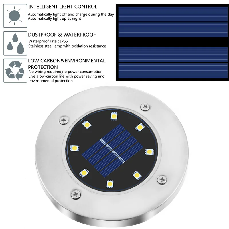 Дешевая наземная лампа на солнечных батареях 4/8 светодиодная Ландшафтная для