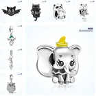 Милая Кошка Китти слон животные очаровательные посеребренные серебряные Мультяшные металлические бусины подходят для оригинального браслета счастливый хранитель для женщин