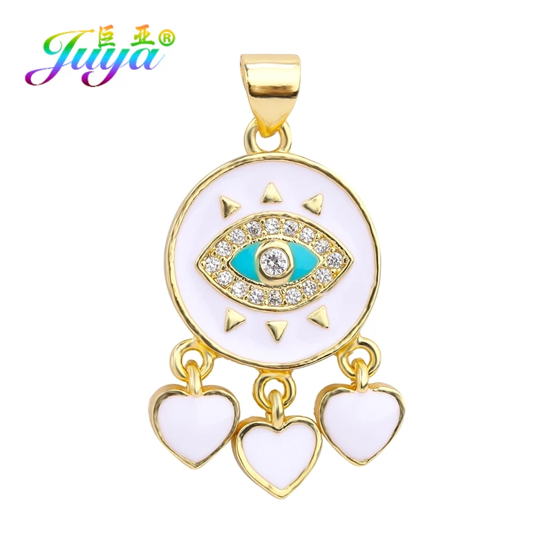 

Juya DIY Enamel Lucky Heart Star Greek Evil Eye Charms For Fashion Turkish Eye Pendant Jewelry Accessories Supplies