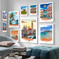 retro vintage style travel posters florence italy london rome maui canvas paintings wall art print interior home decor pictures