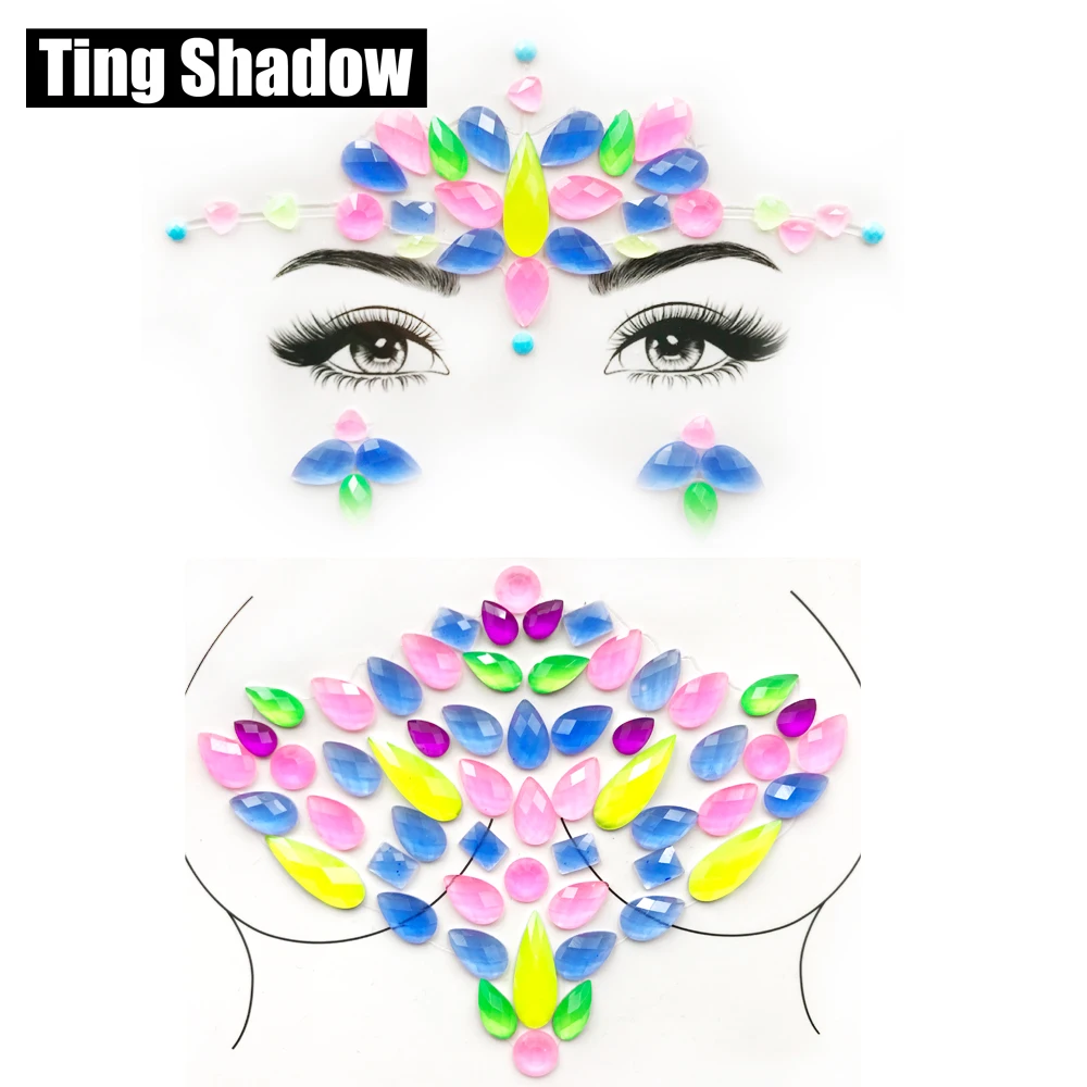 3D неоновая флюоресцентная Люминесцентная наклейка для тату модные драгоценные